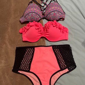 2 Bikini Tops / 1 High Waisted Bottom